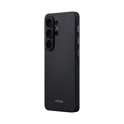 Galaxy S26 Ultra Kılıf M-safe Şarj Özellikli 600D Aramid Fiber Pitaka Cairn Serisi Black-Grey Twill Kılıf