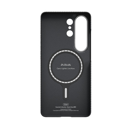 Galaxy S26 Ultra Kılıf M-safe Şarj Özellikli 600D Aramid Fiber Pitaka Ultra-Slim Classic Serisi Black-Grey Twill Kılıf