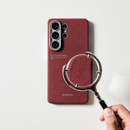 Galaxy S26 Ultra Kılıf M-safe Şarj Özellikli Aramid Fiber Pitaka Harvard University Serisi Kılıf