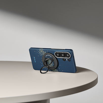 Galaxy S26 Ultra Kılıf M-safe Şarj Özellikli Aramid Fiber Pitaka Tactile Woven Starpeak Edge Serisi Milky Way Galaxy Kılıf