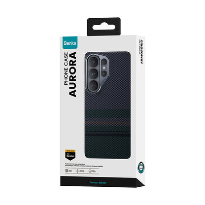 Galaxy S26 Ultra Kılıf M-safe Şarj Özellikli Karbon Fiber Tasarımlı Benks Aurora ArmorAir Kevlar Kılıf