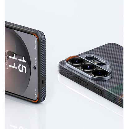 Galaxy S26 Ultra Kılıf M-safe Şarj Özellikli Karbon Fiber Tasarımlı Benks Aurora ArmorPro Kevlar Kılıf