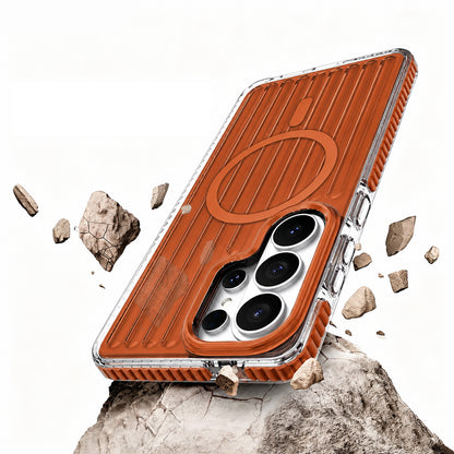 Galaxy S26 Ultra Kılıf M-safe Şarj Özellikli Oyuklu Tasarım Mutural Luggage Serisi Kılıf