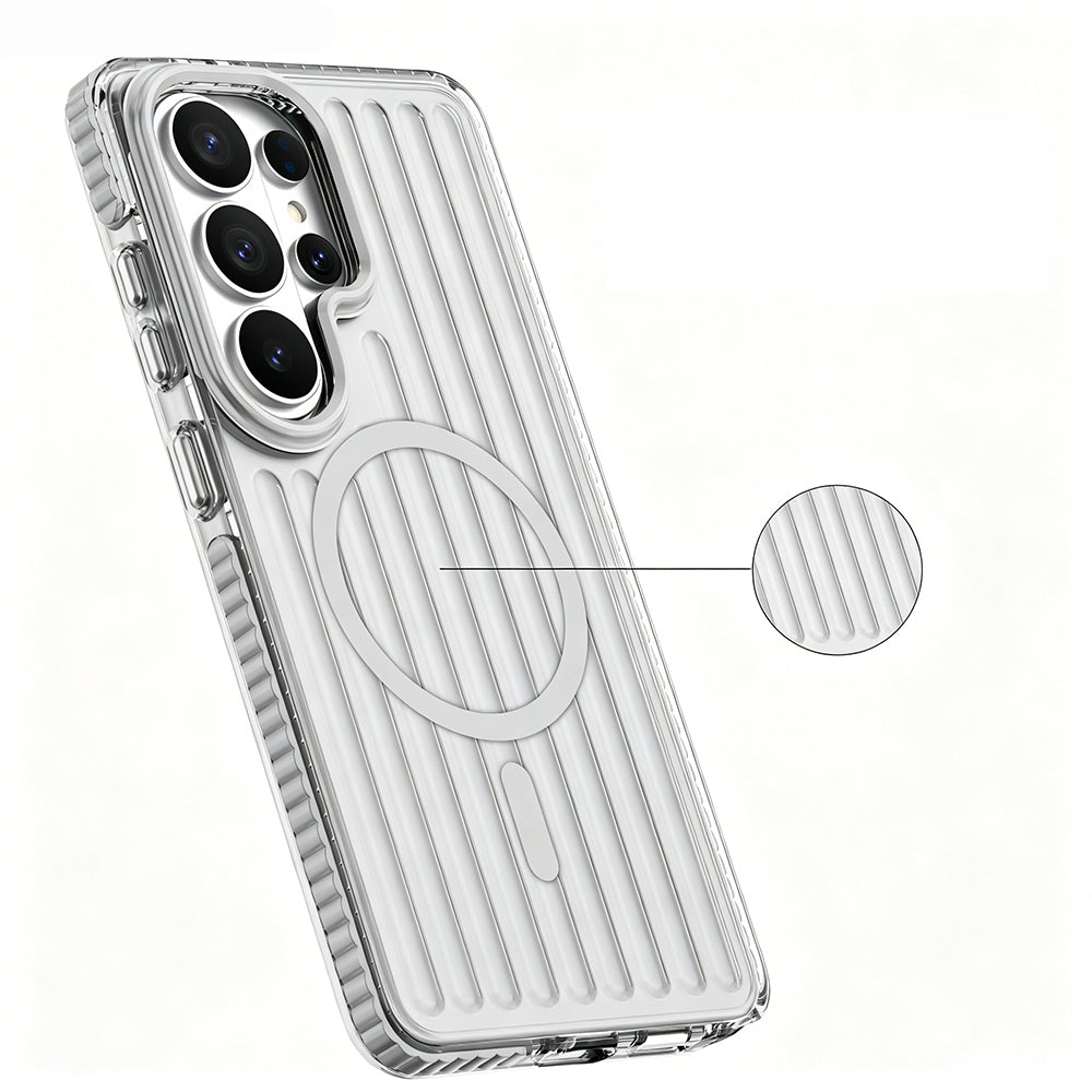 Galaxy S26 Ultra Kılıf M-safe Şarj Özellikli Oyuklu Tasarım Mutural Luggage Serisi Kılıf