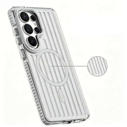 Galaxy S26 Ultra Kılıf M-safe Şarj Özellikli Oyuklu Tasarım Mutural Luggage Serisi Kılıf