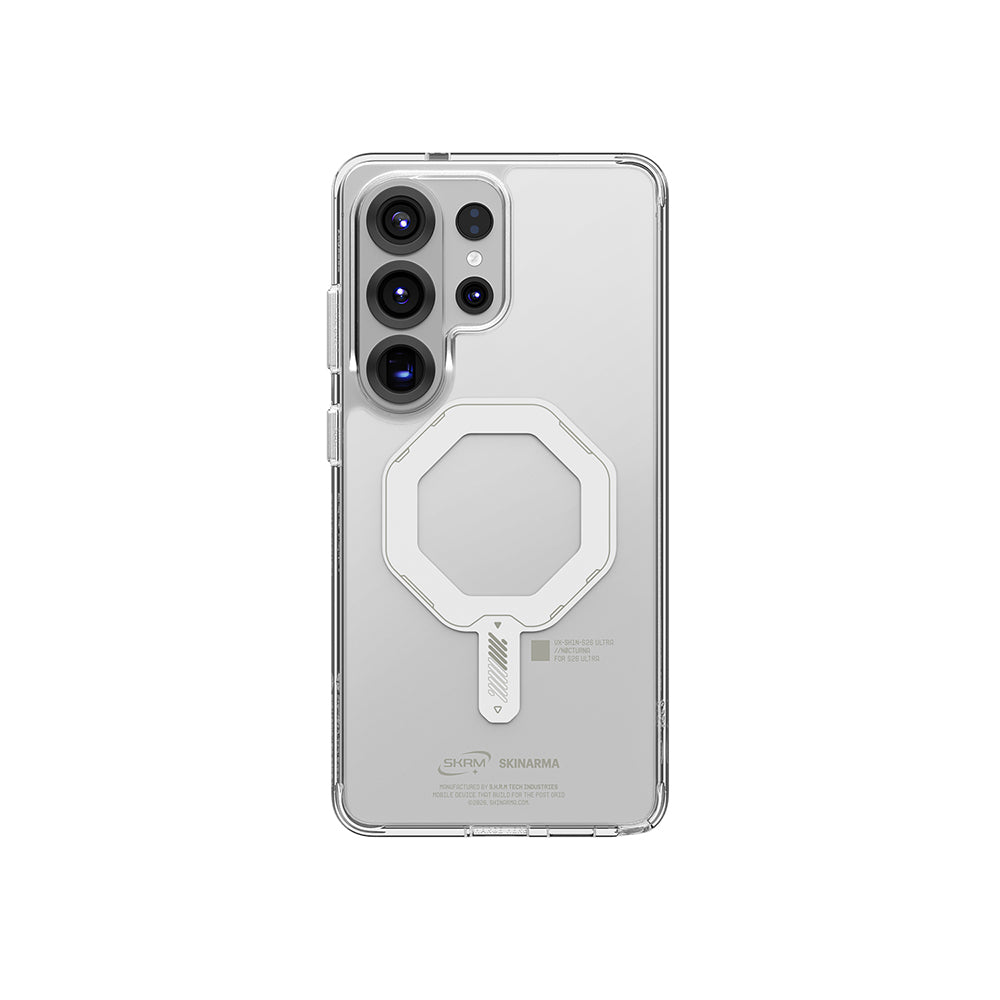 Galaxy S26 Ultra Kılıf M-safe Şarj Özellikli Şeffaf Airbag Tasarımlı Skinarma Saido Mag-Charge Nightglow Kılıf
