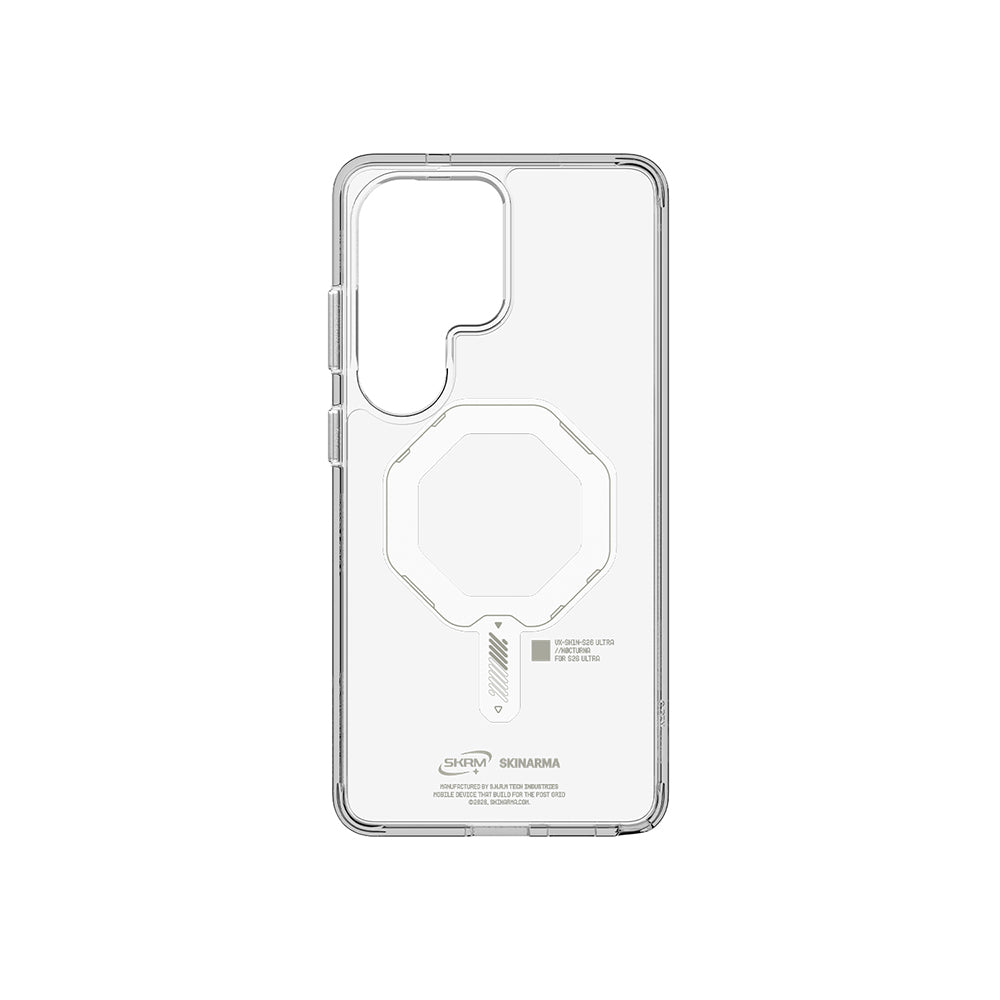 Galaxy S26 Ultra Kılıf M-safe Şarj Özellikli Şeffaf Airbag Tasarımlı Skinarma Saido Mag-Charge Nightglow Kılıf