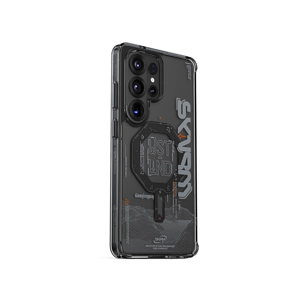 Galaxy S26 Ultra Kılıf M-safe Şarj Özellikli Yazı Desenli Airbag Tasarımlı Skinarma Sonix Kılıf