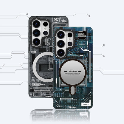 Galaxy S26 Ultra Kılıf M-safe Şarj Özellikli Youngkit 360 Derece Standlı Technology Serisi Kılıf