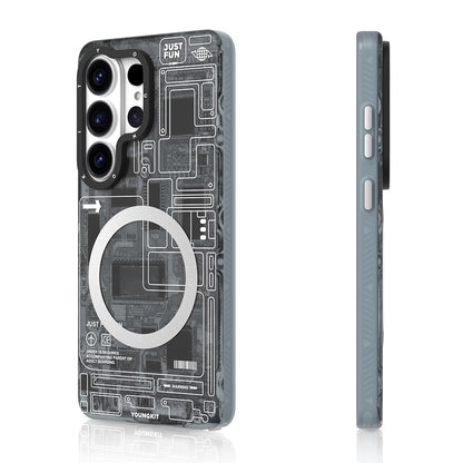 Galaxy S26 Ultra Kılıf M-safe Şarj Özellikli Youngkit 360 Derece Standlı Technology Serisi Kılıf