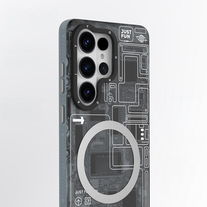 Galaxy S26 Ultra Kılıf M-safe Şarj Özellikli Youngkit 360 Derece Standlı Technology Serisi Kılıf