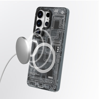 Galaxy S26 Ultra Kılıf M-safe Şarj Özellikli Youngkit 360 Derece Standlı Technology Serisi Kılıf