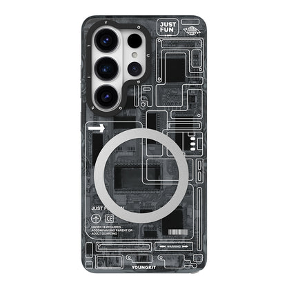 Galaxy S26 Ultra Kılıf M-safe Şarj Özellikli Youngkit 360 Derece Standlı Technology Serisi Kılıf