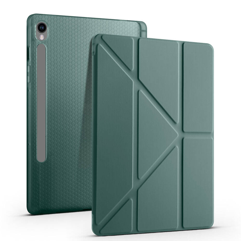 Galaxy Tab S10 FE Kılıf Zore Tri Folding Kalem Bölmeli Standlı Kılıf