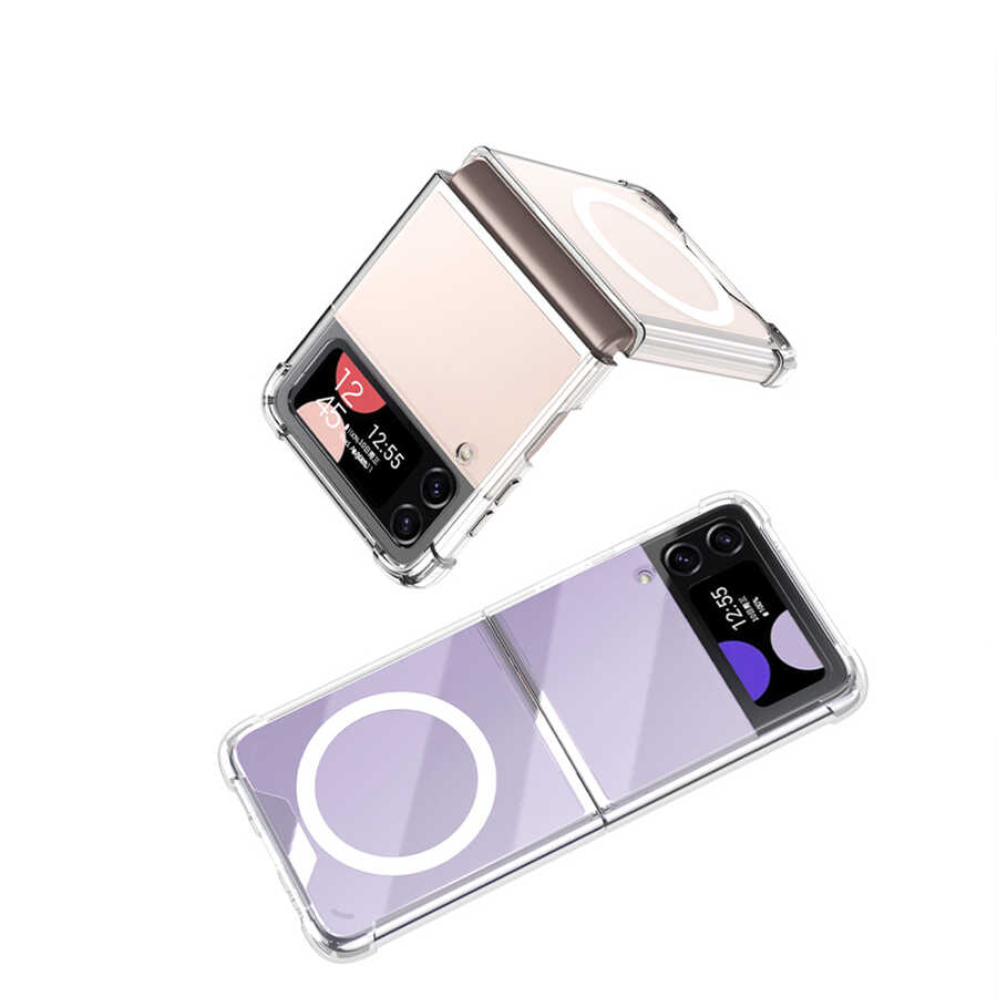 Galaxy Z Flip 3 Kılıf Wireless Şarj Özellikli Airbagli Zore Kıpta Anti Shock M-safe Kılıf