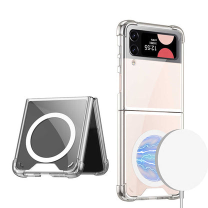 Galaxy Z Flip 4 Kılıf Wireless Şarj Özellikli Airbagli Zore Kıpta Anti Shock M-safe Kılıf