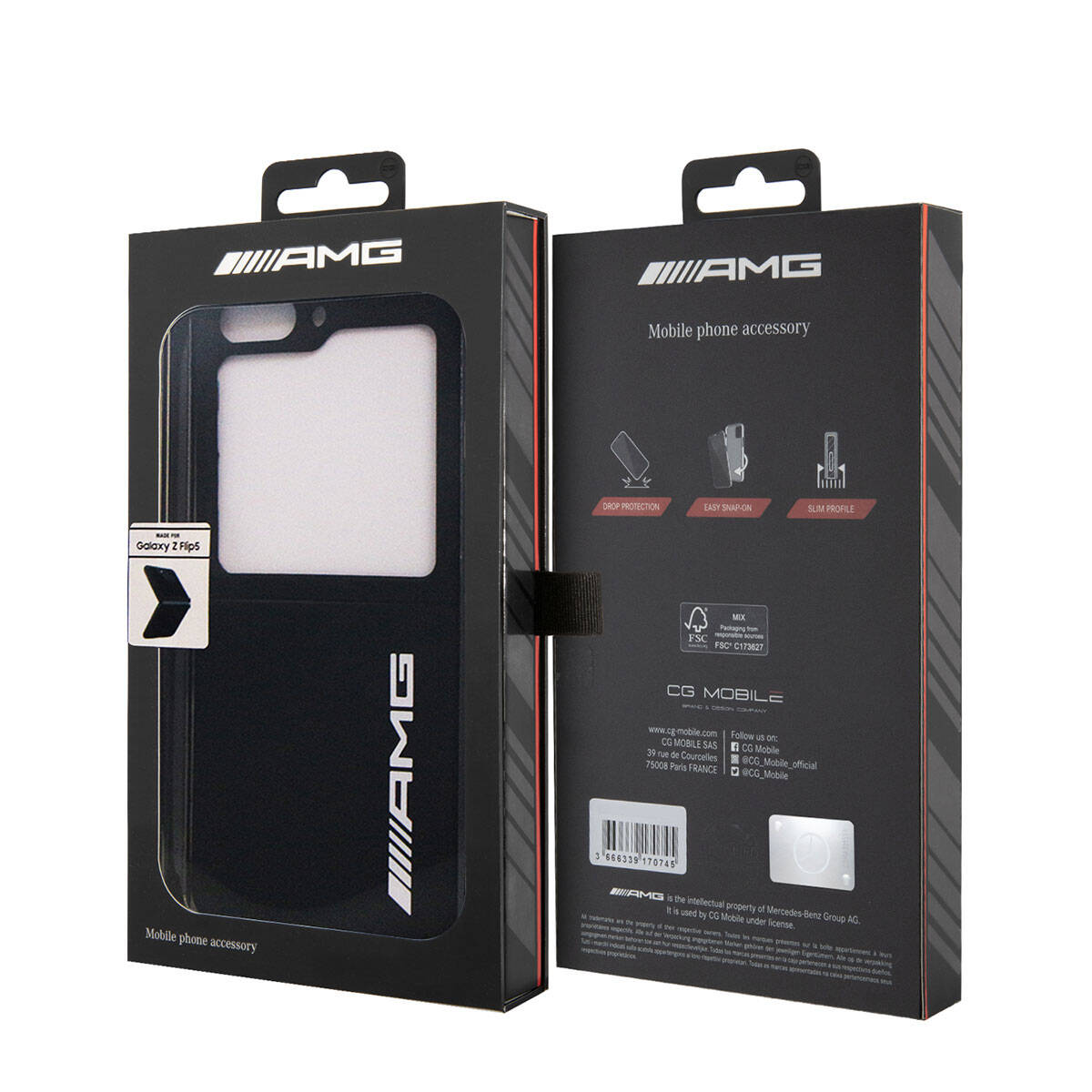 Galaxy Z Flip 5 Kılıf AMG M-safe Şarj Özellikli Büyük Logo Dizayn Orijinal Lisanslı Kılıf