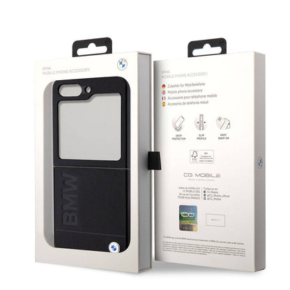 Galaxy Z Flip 5 Kılıf BMW Orijinal Lisanslı Sıcak Damga Logolu Deri Kılıf