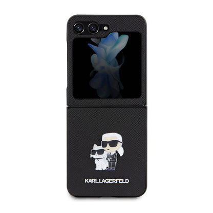 Galaxy Z Flip 5 Kılıf Karl Lagerfeld Orijinal Lisanslı K&C Metal Logolu Saffiano Kılıf