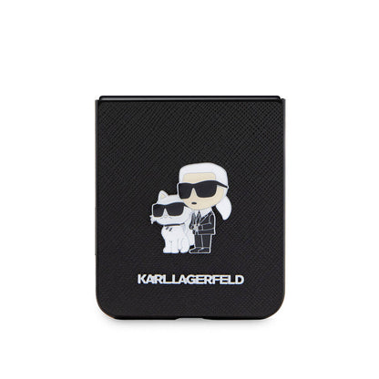 Galaxy Z Flip 5 Kılıf Karl Lagerfeld Orijinal Lisanslı K&C Metal Logolu Saffiano Kılıf