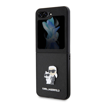 Galaxy Z Flip 5 Kılıf Karl Lagerfeld Orijinal Lisanslı K&C Metal Logolu Saffiano Kılıf