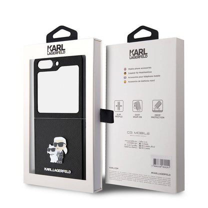 Galaxy Z Flip 5 Kılıf Karl Lagerfeld Orijinal Lisanslı K&C Metal Logolu Saffiano Kılıf