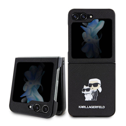 Galaxy Z Flip 5 Kılıf Karl Lagerfeld Orijinal Lisanslı K&C Metal Logolu Saffiano Kılıf