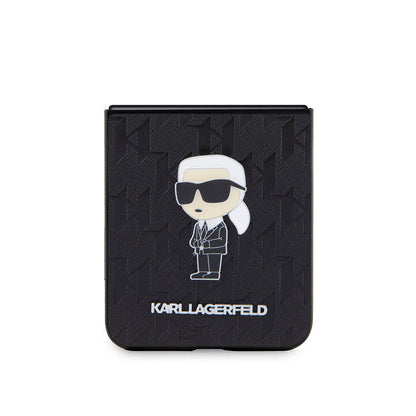 Galaxy Z Flip 5 Kılıf Karl Lagerfeld Orijinal Lisanslı KL Desenli Karl İkonik Saffiano Kılıf