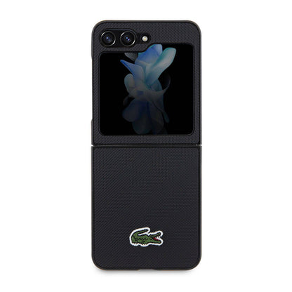 Galaxy Z Flip 5 Kılıf Lacoste orijinal Lisanslı PU Pike Desenli Arka Yüzey İkonik Timsah Dokuma Logolu Kılıf