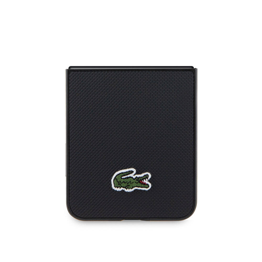 Galaxy Z Flip 5 Kılıf Lacoste orijinal Lisanslı PU Pike Desenli Arka Yüzey İkonik Timsah Dokuma Logolu Kılıf