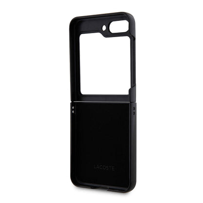Galaxy Z Flip 5 Kılıf Lacoste orijinal Lisanslı PU Pike Desenli Arka Yüzey İkonik Timsah Dokuma Logolu Kılıf