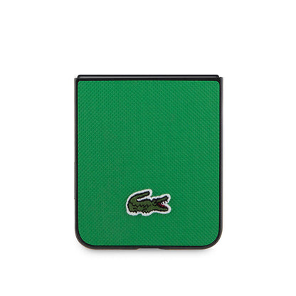 Galaxy Z Flip 5 Kılıf Lacoste orijinal Lisanslı PU Pike Desenli Arka Yüzey İkonik Timsah Dokuma Logolu Kılıf