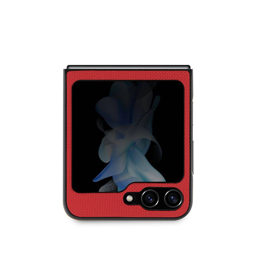 Galaxy Z Flip 5 Kılıf Lacoste orijinal Lisanslı PU Pike Desenli Arka Yüzey İkonik Timsah Dokuma Logolu Kılıf