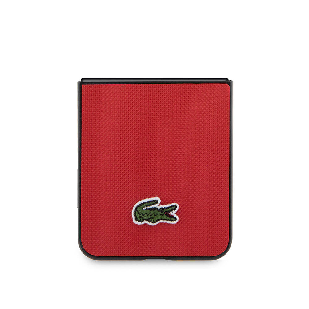 Galaxy Z Flip 5 Kılıf Lacoste orijinal Lisanslı PU Pike Desenli Arka Yüzey İkonik Timsah Dokuma Logolu Kılıf