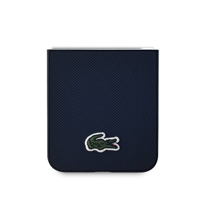 Galaxy Z Flip 6 Kılıf Lacoste orijinal Lisanslı M-safe Şarj Özellikli Pike Desenli Arka Yüzey İkonik Timsah Dokuma Logolu Kılıf