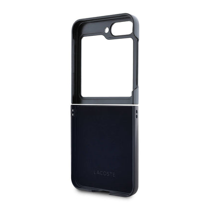 Galaxy Z Flip 6 Kılıf Lacoste orijinal Lisanslı M-safe Şarj Özellikli Pike Desenli Arka Yüzey İkonik Timsah Dokuma Logolu Kılıf