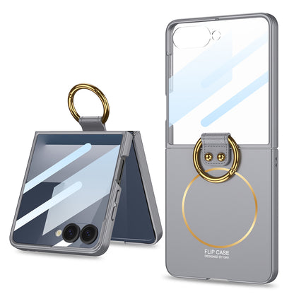 Galaxy Z Flip 7 Kılıf M-safe Şarj Özellikli Zore Kıpta Yüzüklü Flip Sert Kılıf