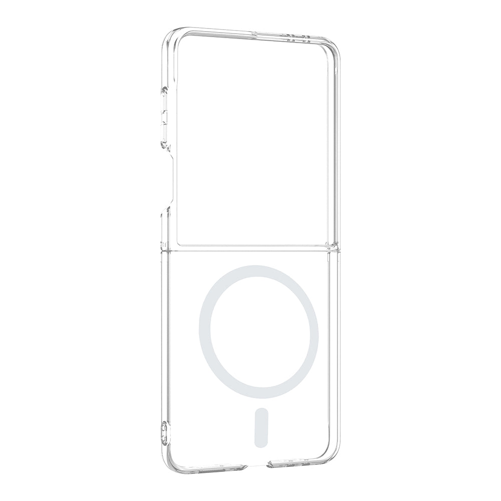 Galaxy Z Flip 8 Kamera Korumalı M-Safe Şarj Özellikli Şeffaf Zore London Sert PC Kılıf