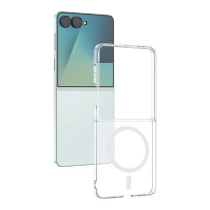Galaxy Z Flip 8 Kamera Korumalı M-Safe Şarj Özellikli Şeffaf Zore London Sert PC Kılıf