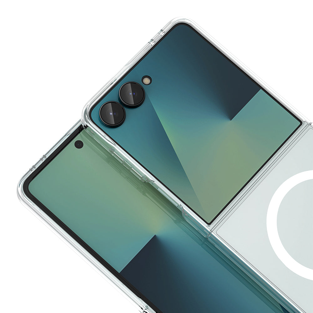 Galaxy Z Flip 8 Kamera Korumalı M-Safe Şarj Özellikli Şeffaf Zore London Sert PC Kılıf
