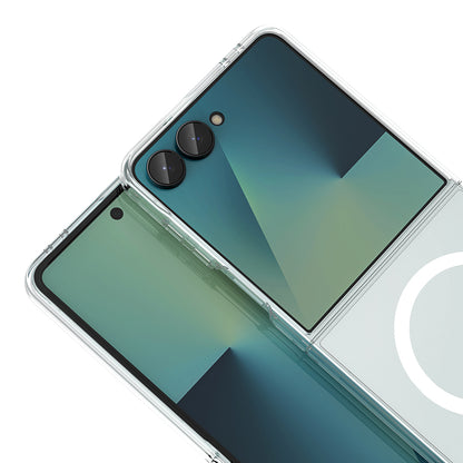 Galaxy Z Flip 8 Kamera Korumalı M-Safe Şarj Özellikli Şeffaf Zore London Sert PC Kılıf