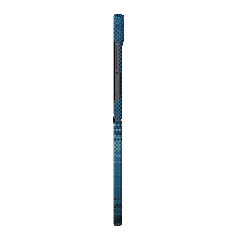 Galaxy Z Flip 8 Kılıf M-safe Şarj Özellikli Aramid Karbon Fiber Pitaka Tactile Woven Sunset-Moonrise Serisi Kılıf