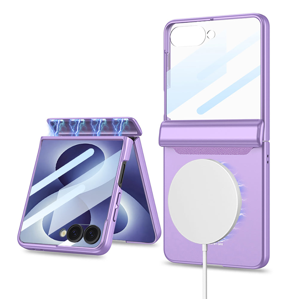 Galaxy Z Flip 8 Kılıf M-safe Şarj Özellikli Zore Kıpta KPT-04 Sert PC Kılıf