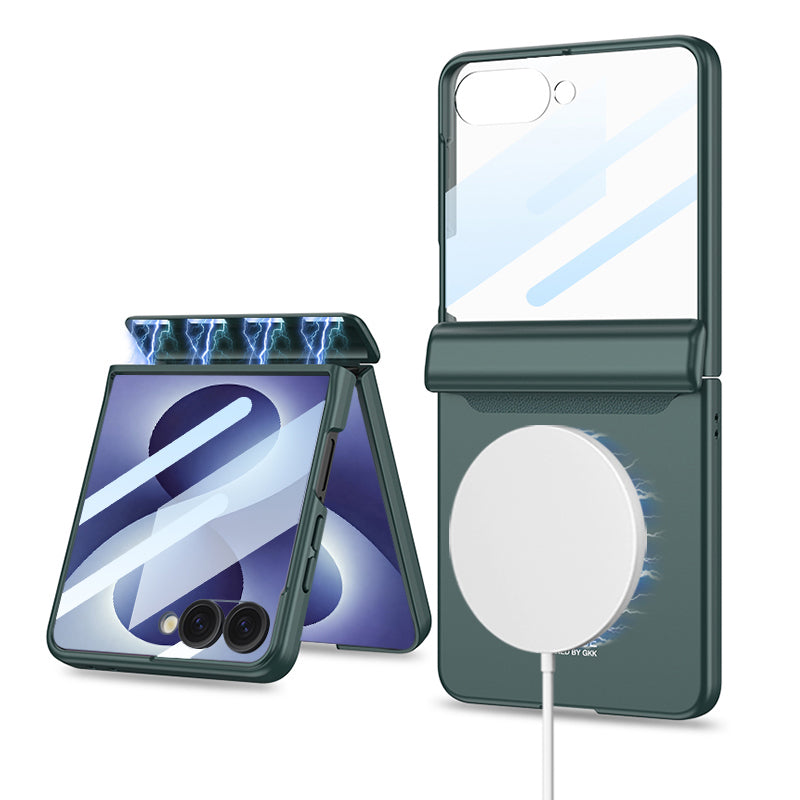 Galaxy Z Flip 8 Kılıf M-safe Şarj Özellikli Zore Kıpta KPT-04 Sert PC Kılıf