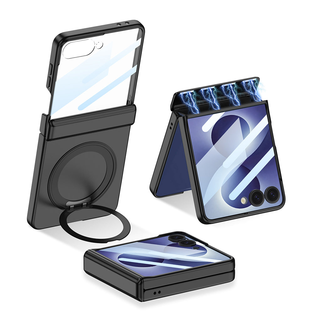 Galaxy Z Flip 8 Kılıf M-safe Şarj Özellikli Zore Kıpta KPT-06 Ring Standlı Kılıf