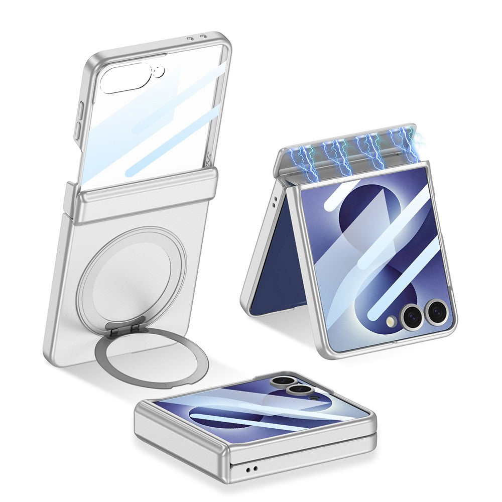 Galaxy Z Flip 8 Kılıf M-safe Şarj Özellikli Zore Kıpta KPT-06 Ring Standlı Kılıf