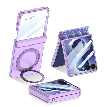 Galaxy Z Flip 8 Kılıf M-safe Şarj Özellikli Zore Kıpta KPT-06 Ring Standlı Kılıf