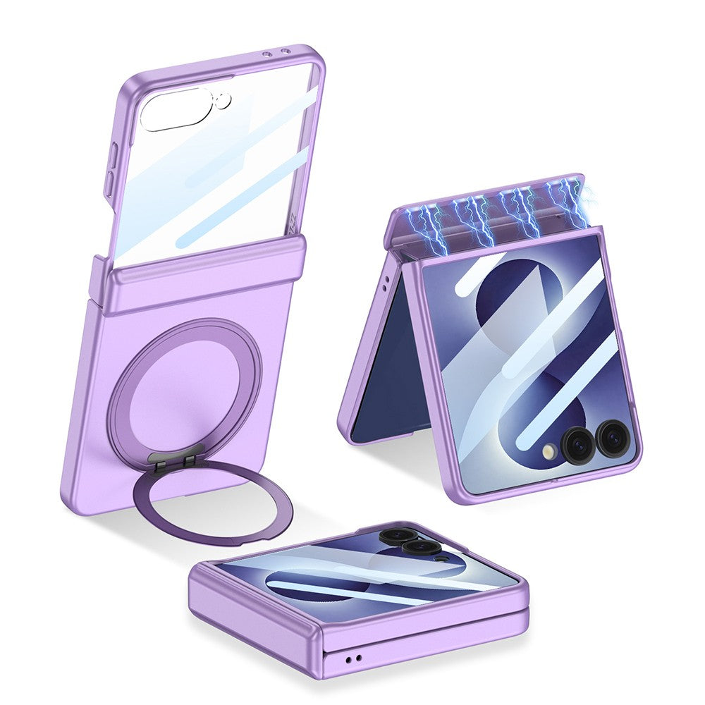 Galaxy Z Flip 8 Kılıf M-safe Şarj Özellikli Zore Kıpta KPT-06 Ring Standlı Kılıf