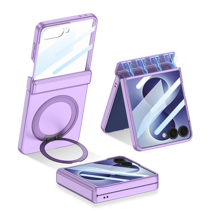 Galaxy Z Flip 8 Kılıf M-safe Şarj Özellikli Zore Kıpta KPT-06 Ring Standlı Kılıf