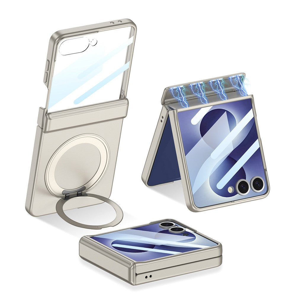 Galaxy Z Flip 8 Kılıf M-safe Şarj Özellikli Zore Kıpta KPT-06 Ring Standlı Kılıf
